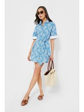 Tuckernuck Pomander Place Aurora Dress Riviera Painted Chintz Blue White M
